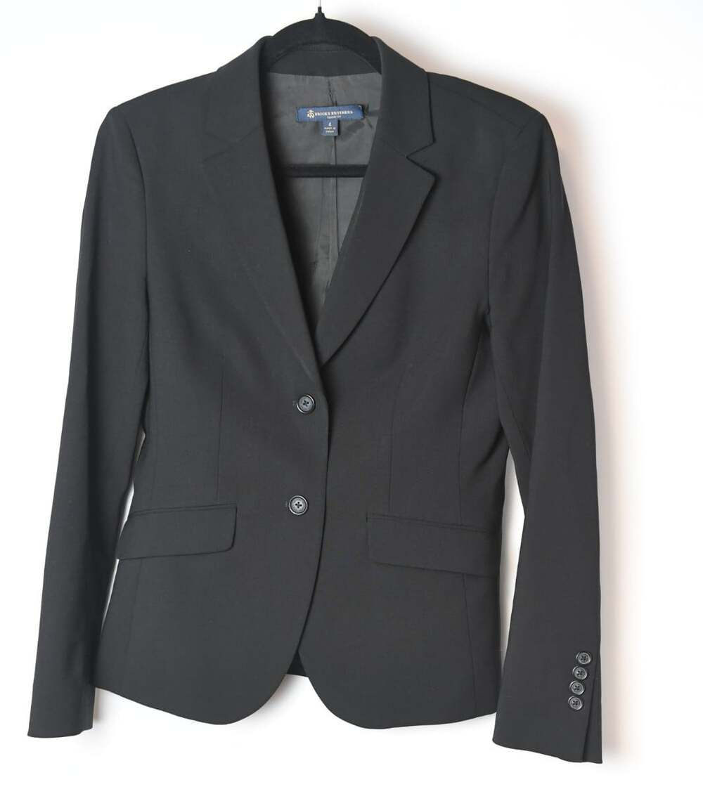 Brooks Brothers Blazer Jacket Womens Size 4 Black Wool Blend 2 Button
